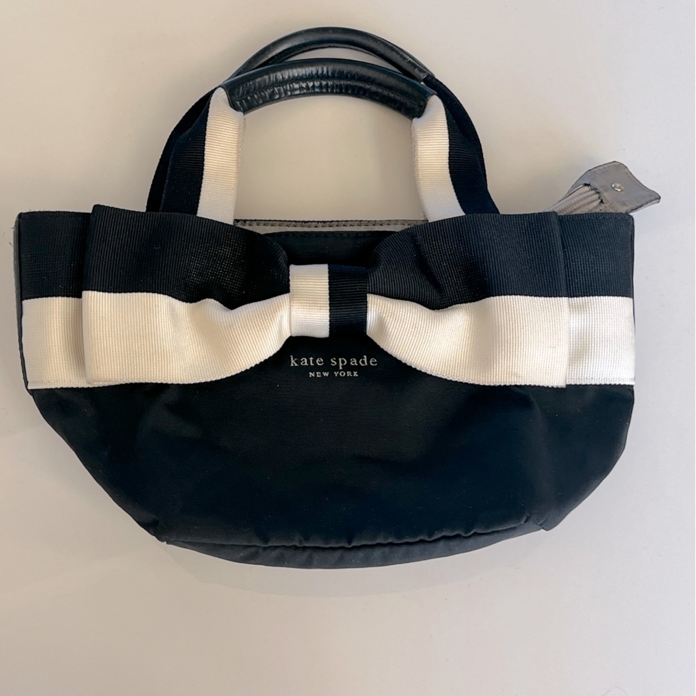 Kate Spade RARE Black & White Small Nylon Bow Tie Handbag